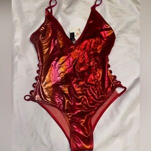 Dippin' Daisy's Shimmering Red-Orange One-Piece Swimsuit